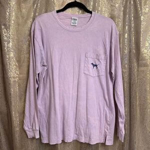 PINK Victorias Secret Lavender Campus Long Sleeve T Shirt Medium